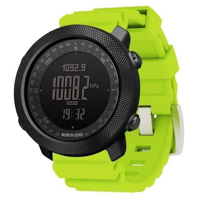 Digital altimeter compass watch for men, designed for outdoor enthusiasts and adventure seekers.