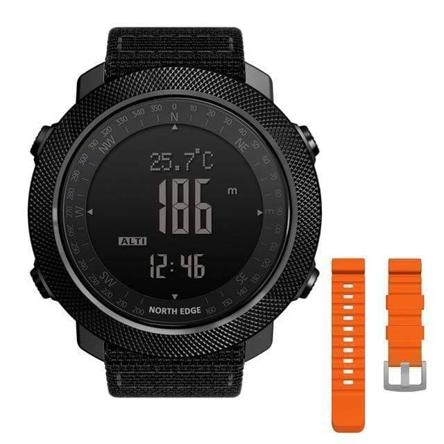 Men's digital sports watch with altimeter, compass, and stopwatch functions, on a white background.