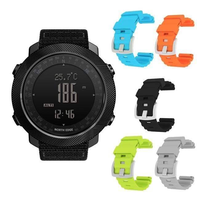 Digital compass watch for men, providing essential navigation tools for any outdoor journey.