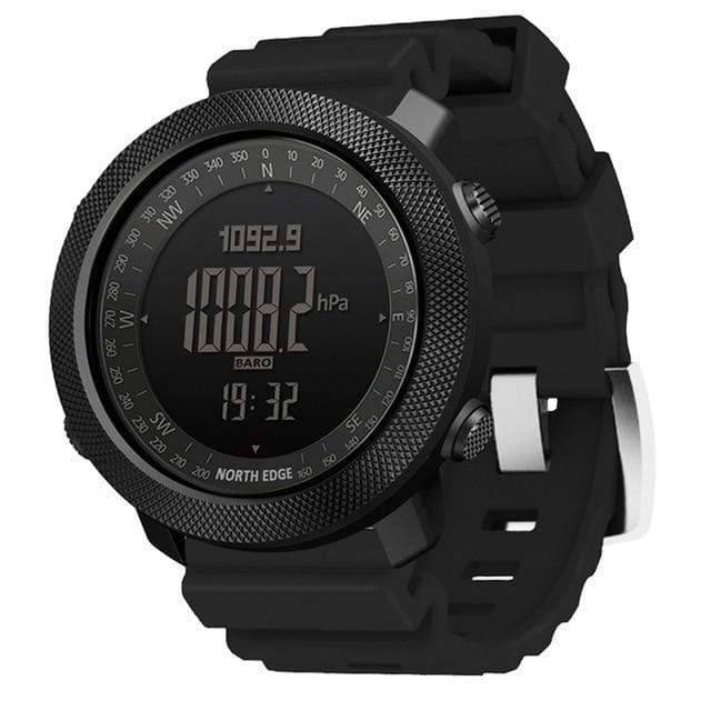 Adventure gear: Men's digital watch with altimeter and compass function, water-resistant design.
