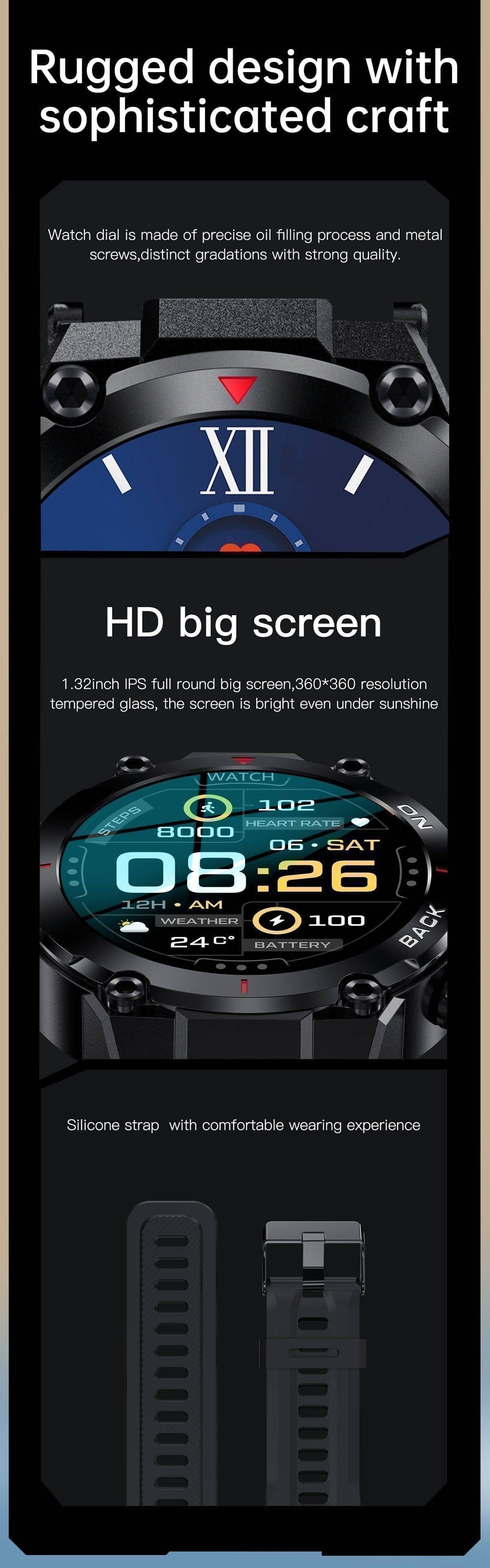 Men's Digital Watch showing notifications from a smartphone, emphasizing its smart connectivity.