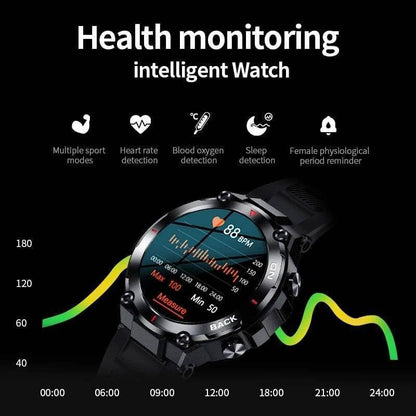 Waterproof Men's Smartwatch submerged in water, highlighting its durability for swimming and outdoor sports.