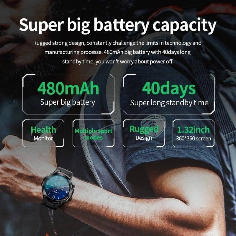 Multi-functional fitness tracker for men, displaying various sport modes like cycling and swimming data.