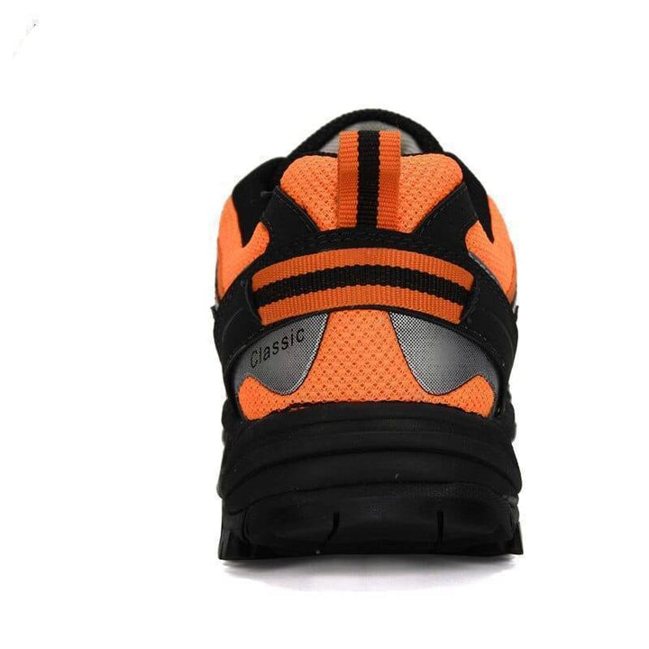Trail running shoes for men, black and grey with excellent traction, comfortable for hikes