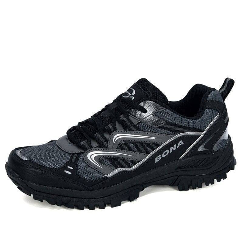 Comfortable men's hiking shoes, blue and black, perfect for trail running and outdoor use