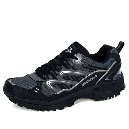 Comfortable men's hiking shoes, blue and black, perfect for trail running and outdoor use