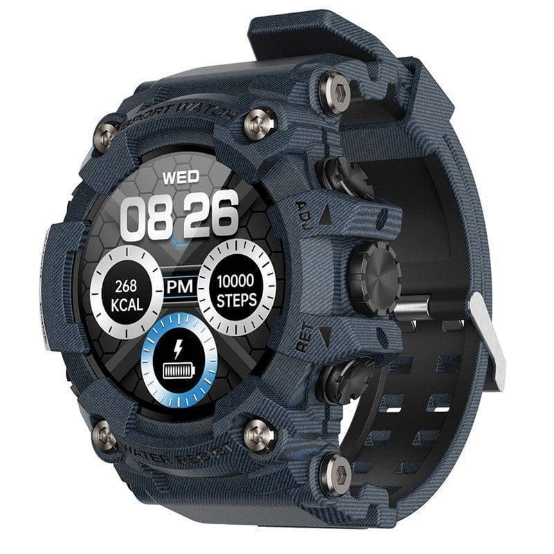 Fitness tracker smartwatch for men, features heart rate monitor and GPS, designed for outdoor use.