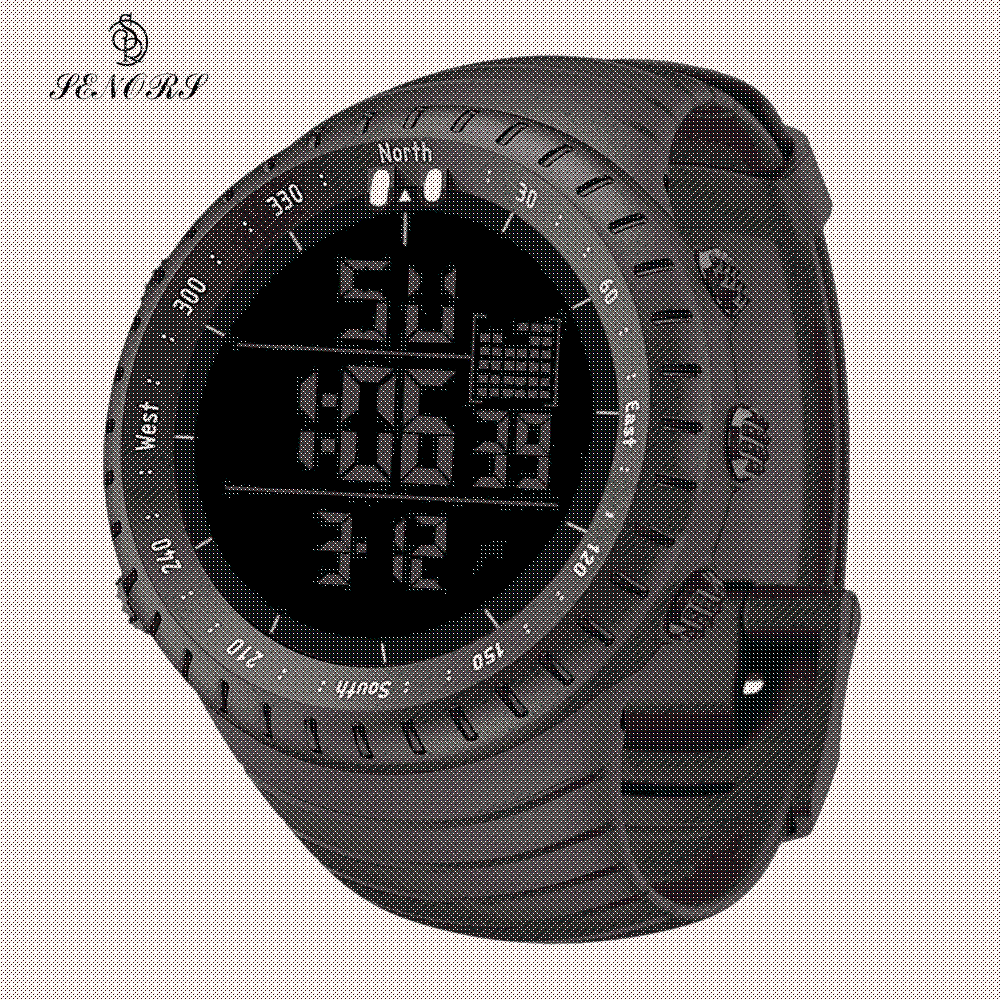 Men's outdoor sport digital watch with altimeter, black silicone band, and quartz movement, water resistant