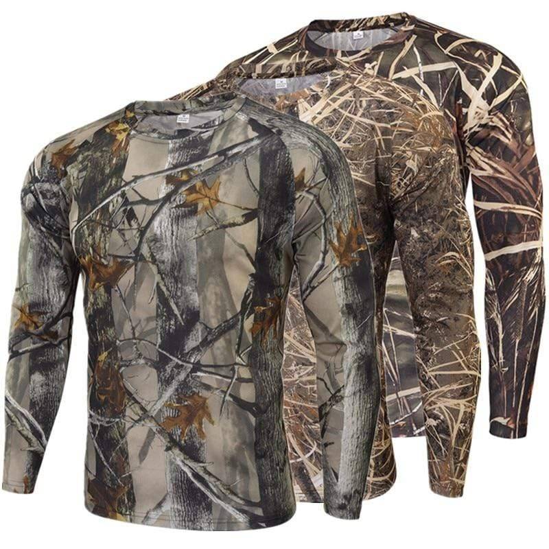 Men's outdoor tactical camouflage long sleeve shirt for hiking & hunting