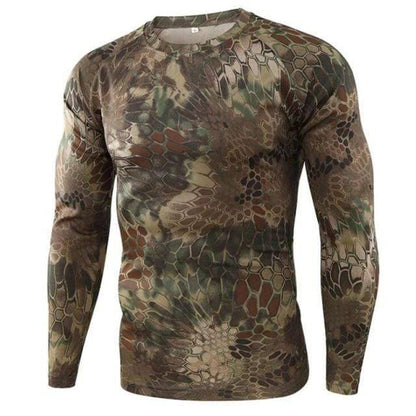 Lightweight polyester men's camouflage long sleeve shirt for hunting