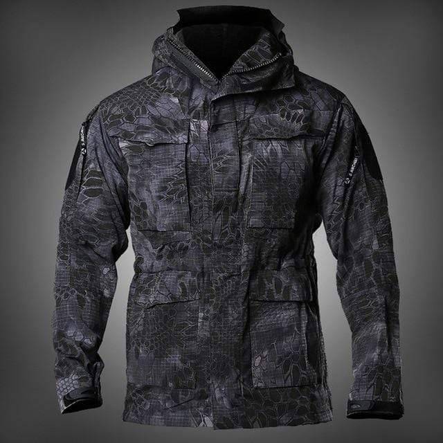Men's utility tactical jacket with multiple pockets, perfect for camping and hiking adventures