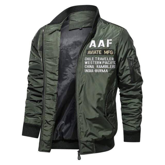 Mens military style bomber jacket, windbreaker for tactical use, hiking apparel, and durable outdoor wear