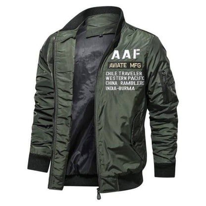 Mens military style bomber jacket, windbreaker for tactical use, hiking apparel, and durable outdoor wear