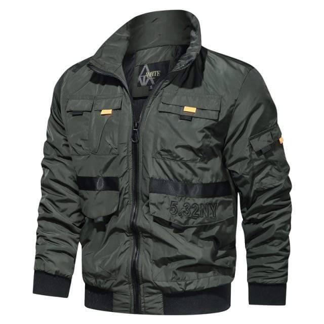 Versatile mens windbreaker bomber jacket, military tactical design for outdoor and hiking apparel