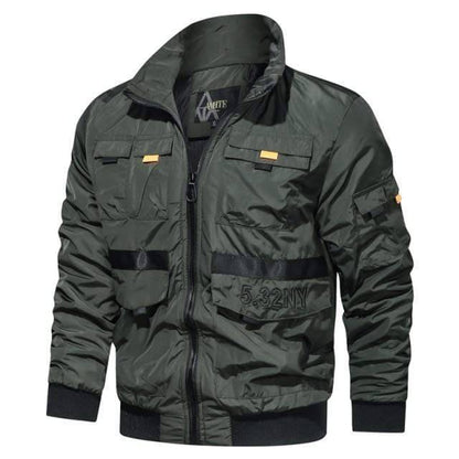 Versatile mens windbreaker bomber jacket, military tactical design for outdoor and hiking apparel