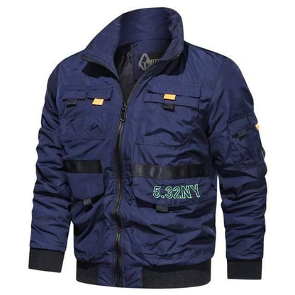 Rugged men's outdoor windbreaker tactical jacket, bomber style, perfect for cold weather hiking