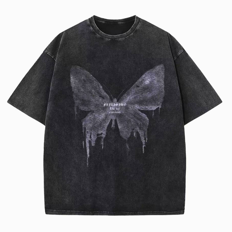 Men's oversized acid wash t-shirt for edgy streetwear. Relaxed fit, comfortable short sleeve tee.