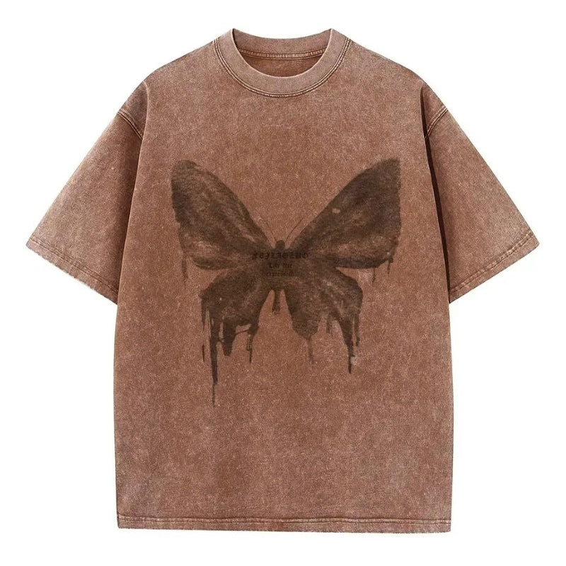 Unique men's acid wash oversized t-shirt, perfect for a casual edgy style. Comfortable streetwear short sleeve tee.
