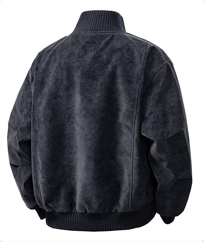 Stylish fall jacket: men's oversized bomber, perfect casual streetwear outerwear with a smooth zipper.