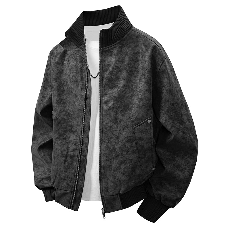 Classic men's oversized bomber jacket with a sturdy front zipper, perfect for casual outerwear.