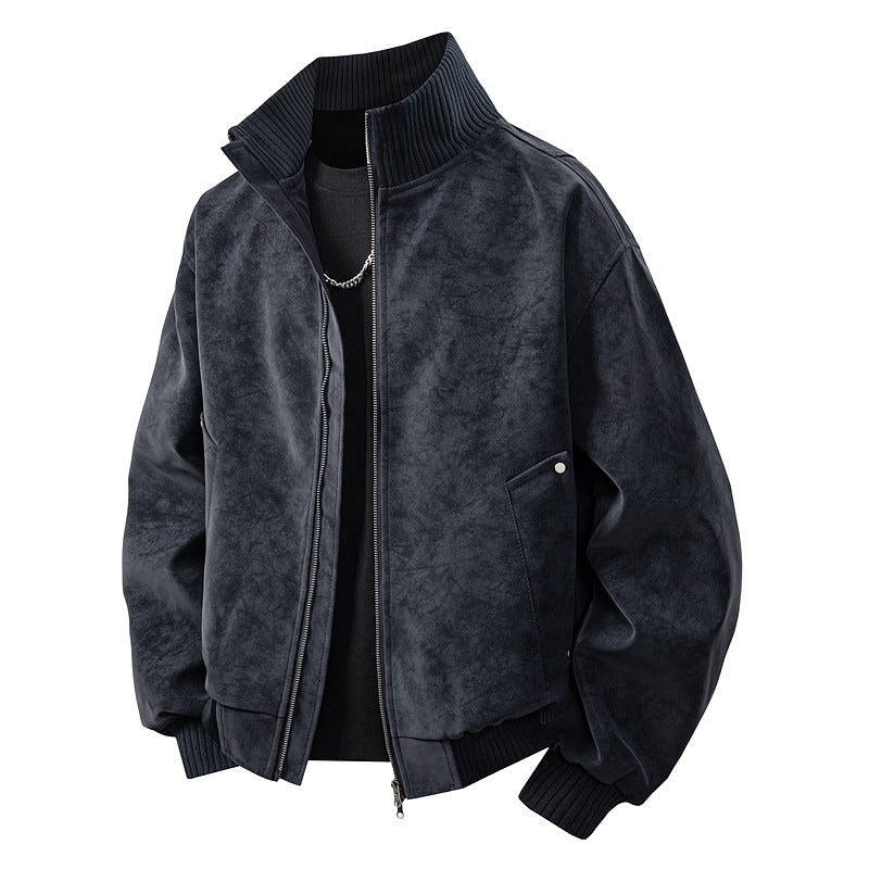 Casual men's oversized bomber jacket, great for everyday wear or layering as versatile fall outerwear.