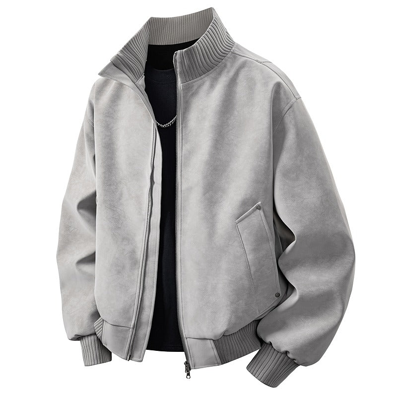 Trendy men's oversized bomber jacket for a modern streetwear look; versatile outerwear for all seasons.