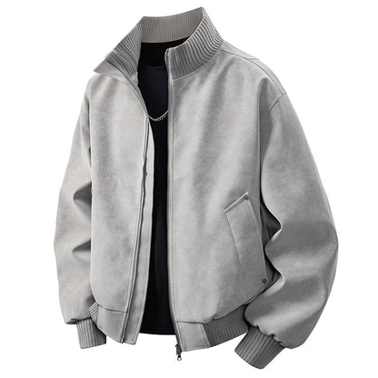 Trendy men's oversized bomber jacket for a modern streetwear look; versatile outerwear for all seasons.