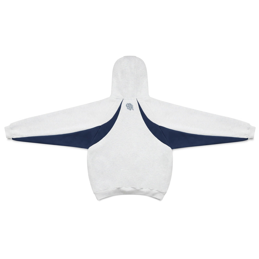 Stylish men's oversized hoodie with unique contrast panels for modern casual outfits.