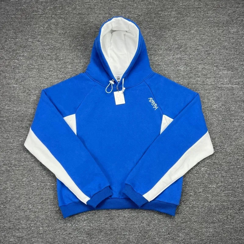 Streetwear men's oversized hoodie, contrast panels, comfortable & stylish daily wear.