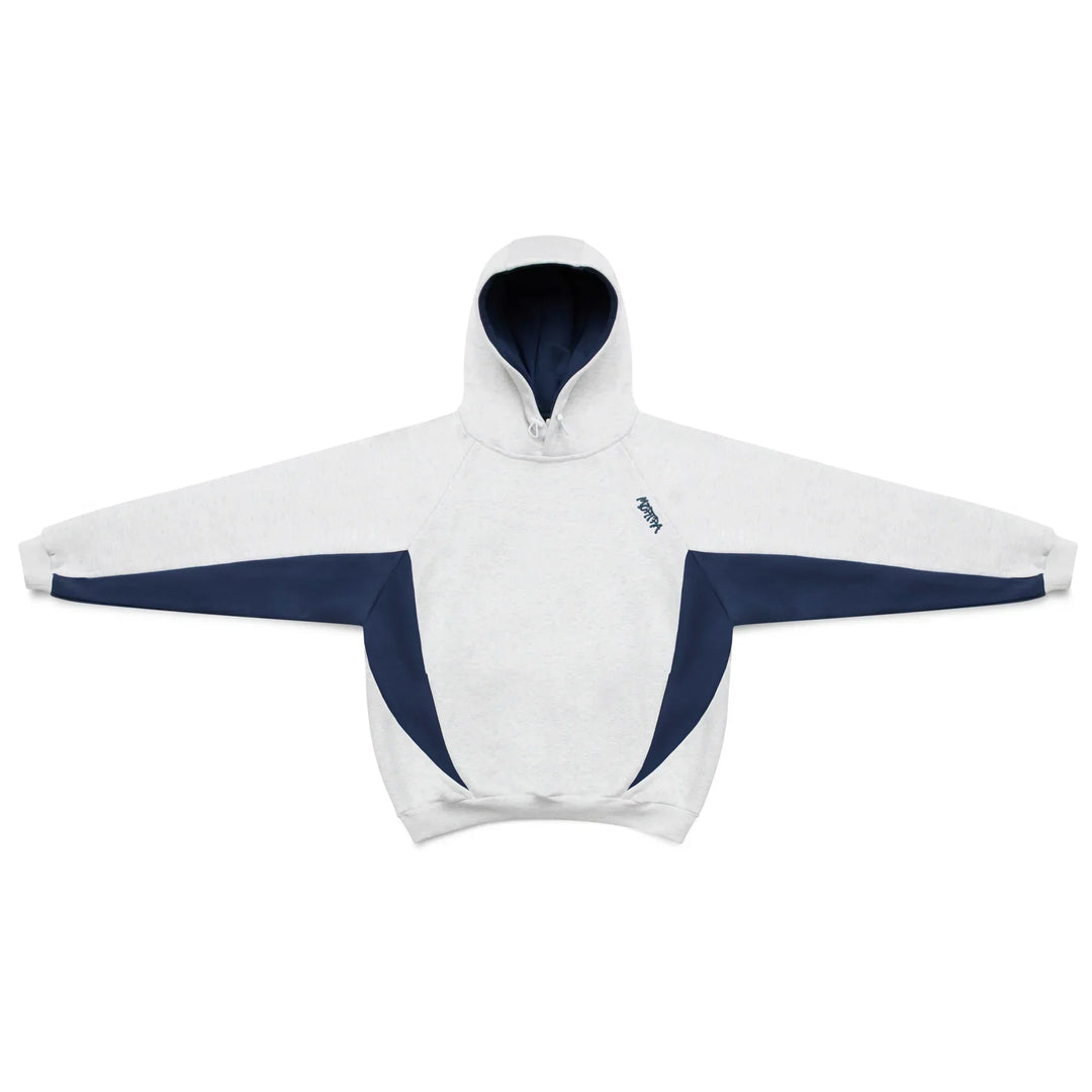 Relaxed fit men's oversized hoodie featuring contrast panels, perfect for streetwear style.