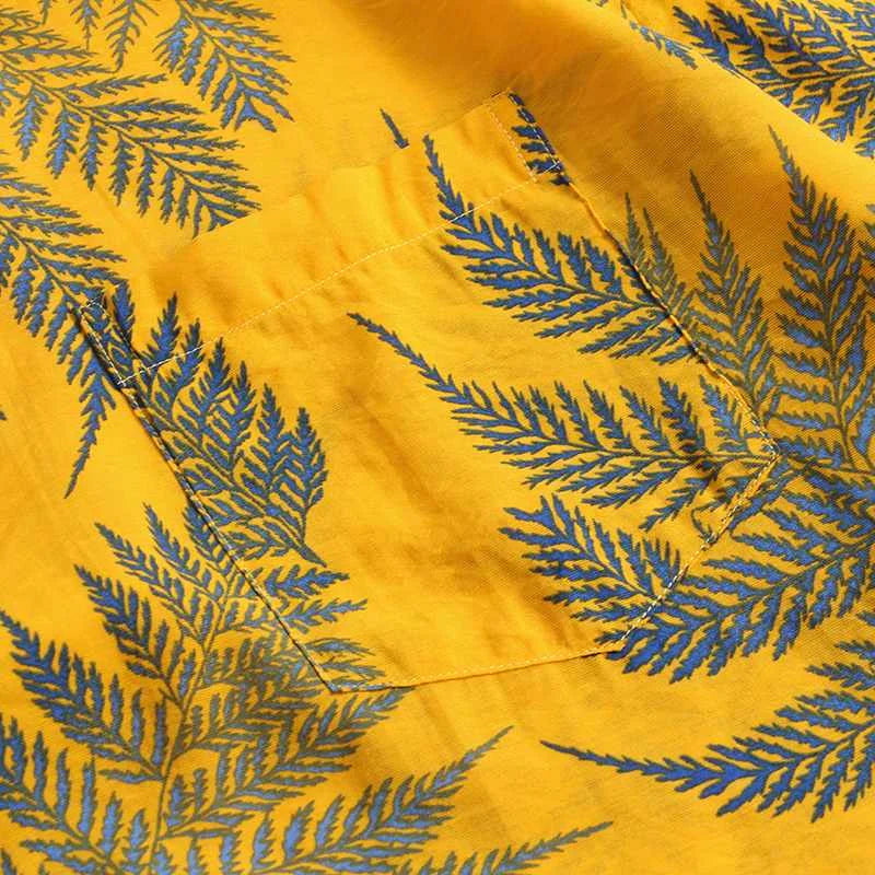 Vibrant Pacific Palm print men's button-up shirt, great for summer fashion, beach wear & casual tropical style.