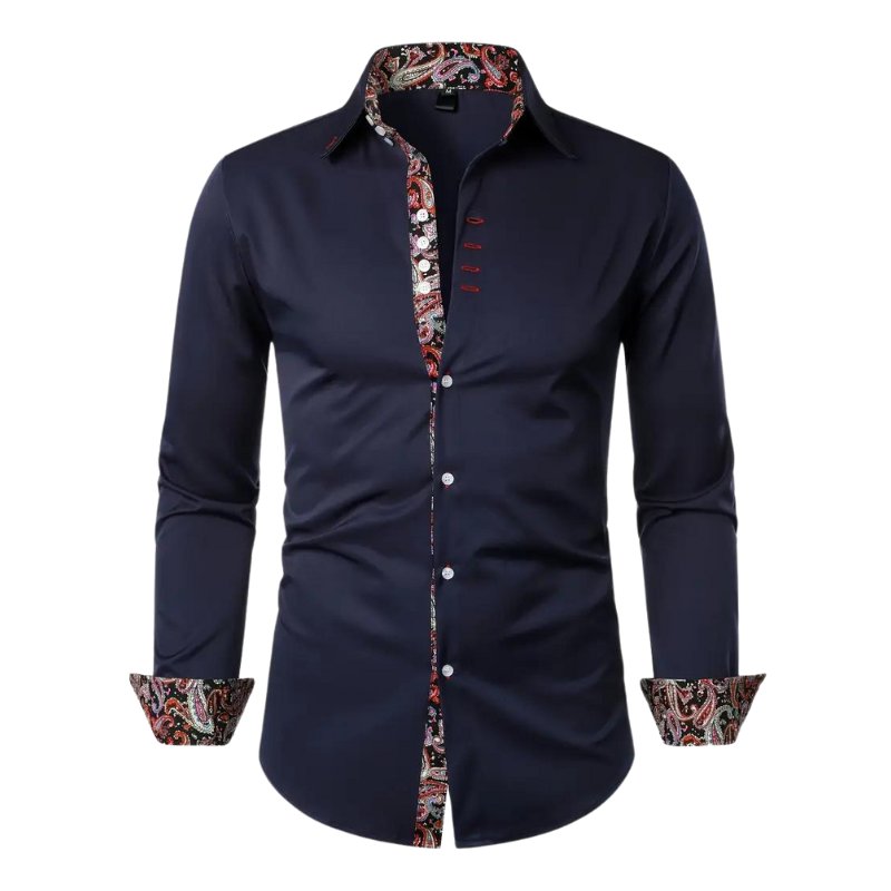 Comfortable men's slim fit paisley shirt, ideal for both casual wear and formal events.