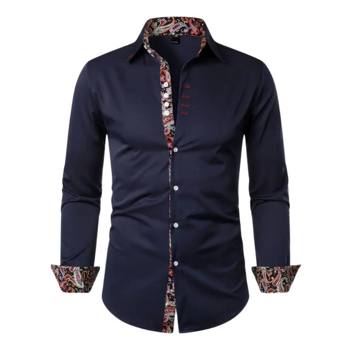 Comfortable men's slim fit paisley shirt, ideal for both casual wear and formal events.