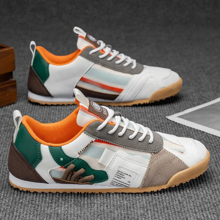 Men's casual patchwork utility sneakers. Comfortable, durable everyday shoes, perfect for trail walking & urban style.