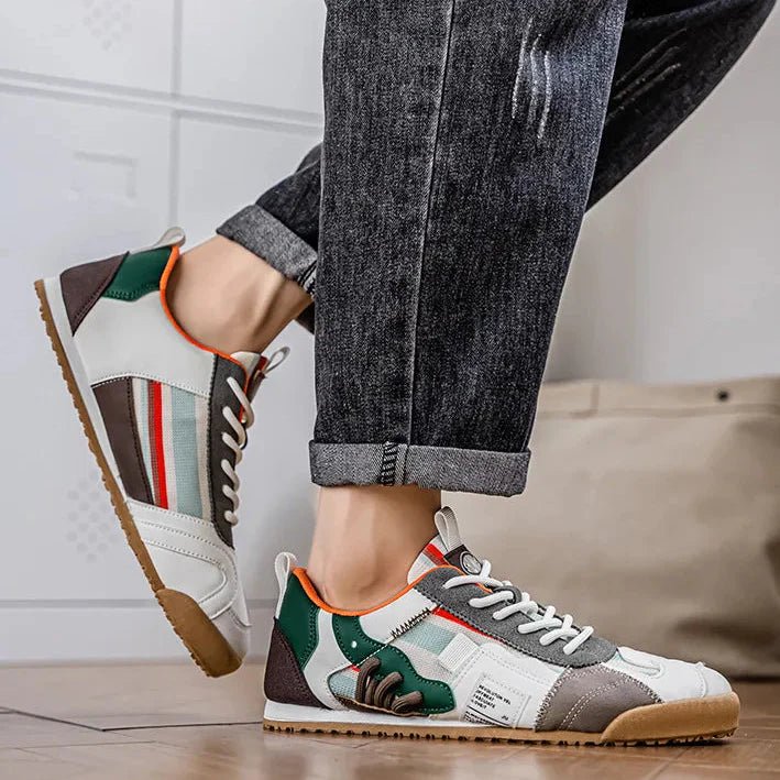 Active men's patchwork trail street sneakers. Built for comfort, durability, and versatile urban exploration.