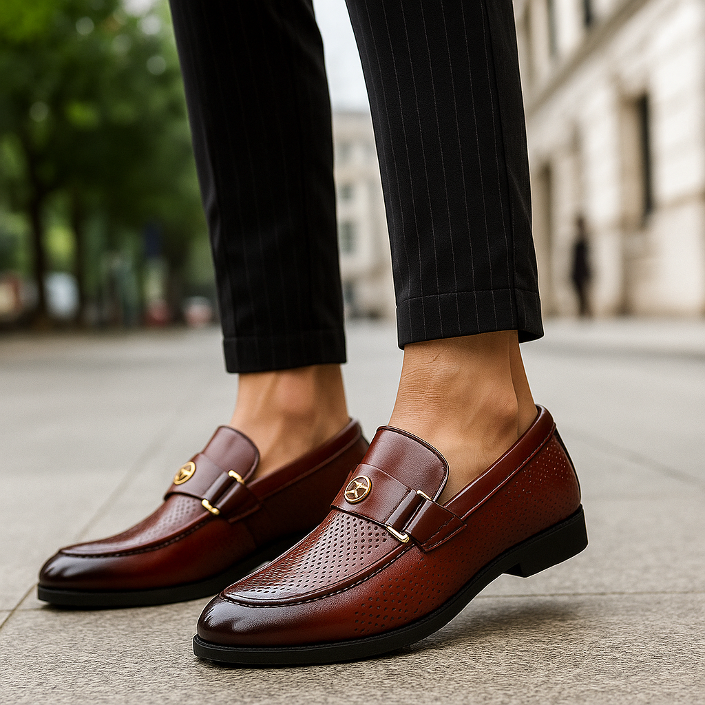 Comfort-focused men's perforated loafers, designed for breathability & sophisticated slip-on wear.