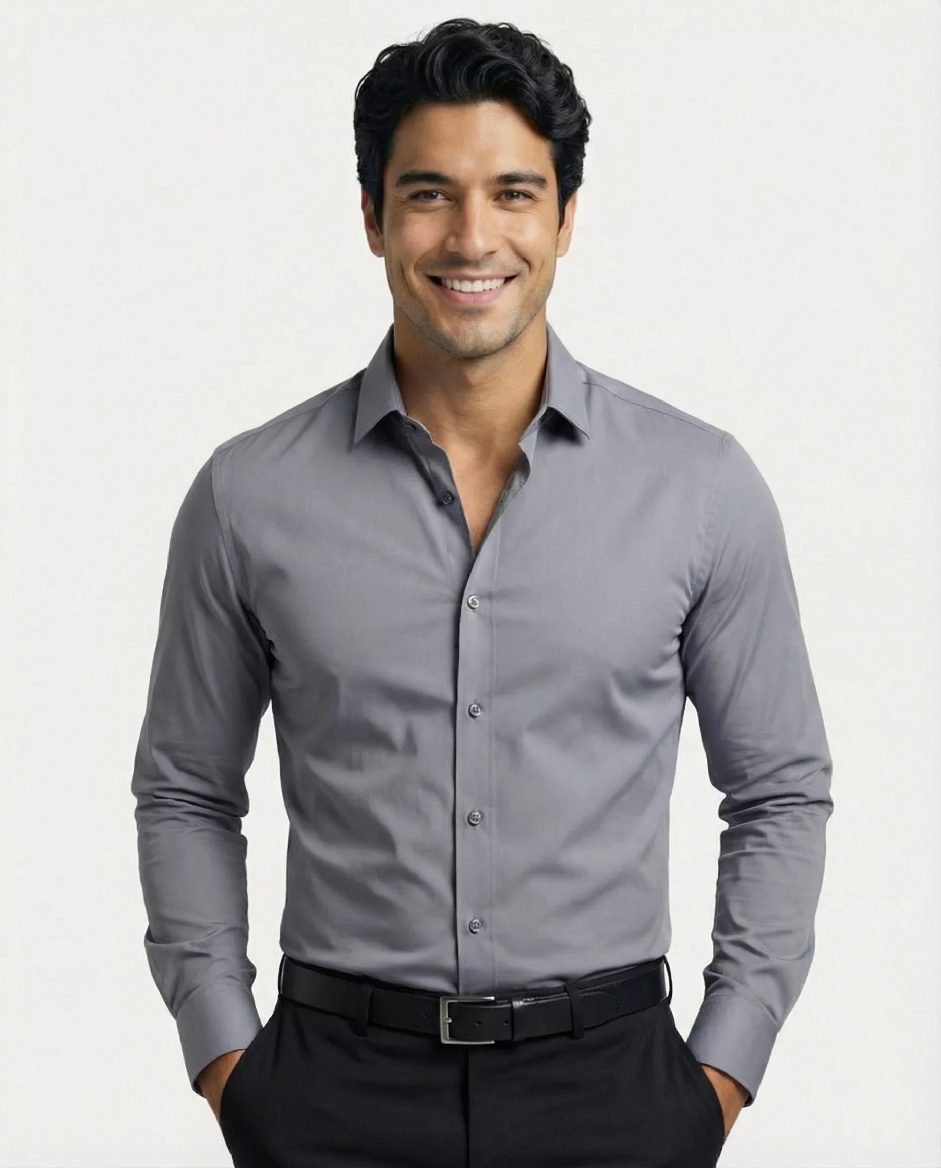 Men's formal business shirt, combining performance features with timeless style.