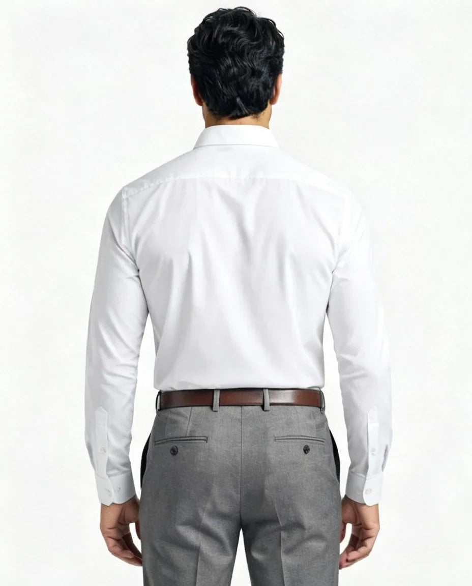 Stylish men's stretch dress shirt, wrinkle-resistant for business & office wear.