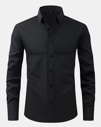 Men's business dress shirt, designed for maximum comfort and flexibility.
