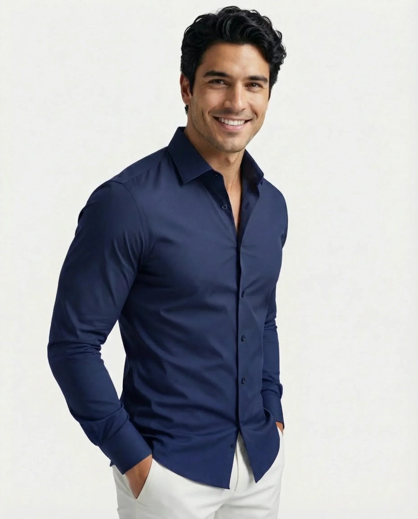 Classic men's performance shirt, a formal choice for office & special events.