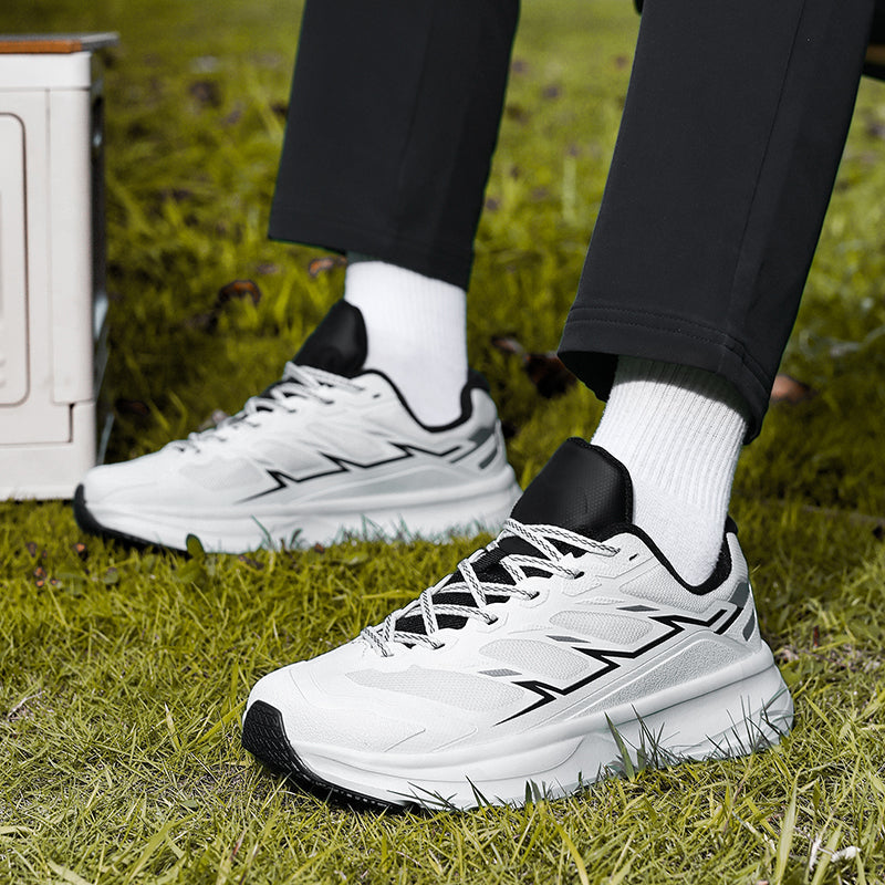 Modern men's sports shoes for performance, featuring breathable material and secure foot control.