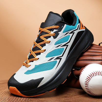 Durable men's trail running sneakers with enhanced grip outsole for rugged terrain.