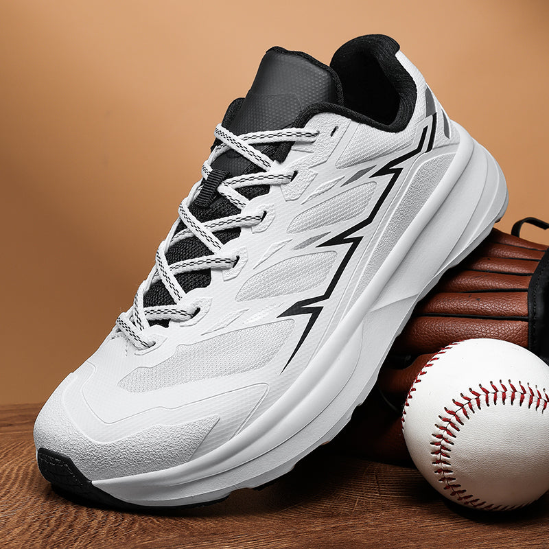 Performance men's running footwear, engineered for breathability and optimal grip on varied surfaces.