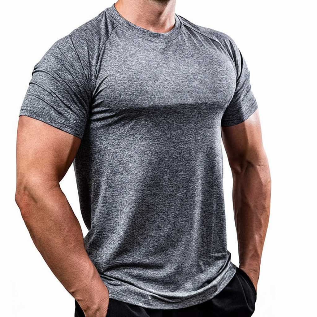Lightweight men's short sleeve training shirt, breathable, moisture-wicking for all sports.