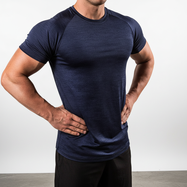Edwin men's short sleeve performance top, polyester, perfect for gym, workout & running.