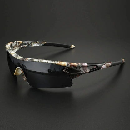 Men's performance sport sunglasses with mirrored lenses, UV protection & anti-glare for running & cycling.