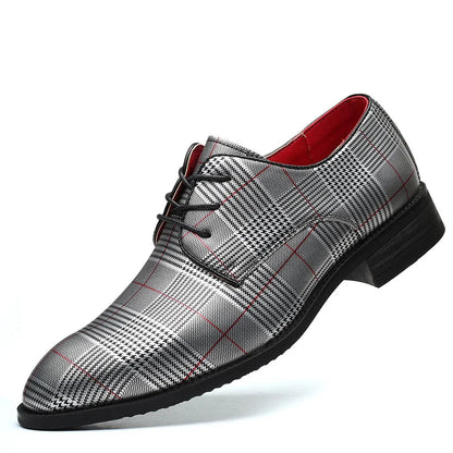 Stylish men's dress shoes: professional plaid oxfords, perfect for business and formal events.