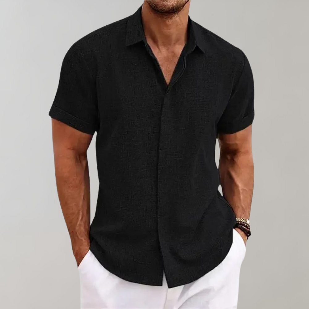 Close-up of plain Dante polo shirt fabric. Soft, breathable material for ultimate comfort, classic style, & everyday wear.