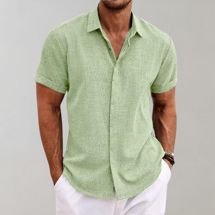 Back view of men's plain Dante polo shirt. Comfort fit, classic style, short sleeve, versatile men's fashion.