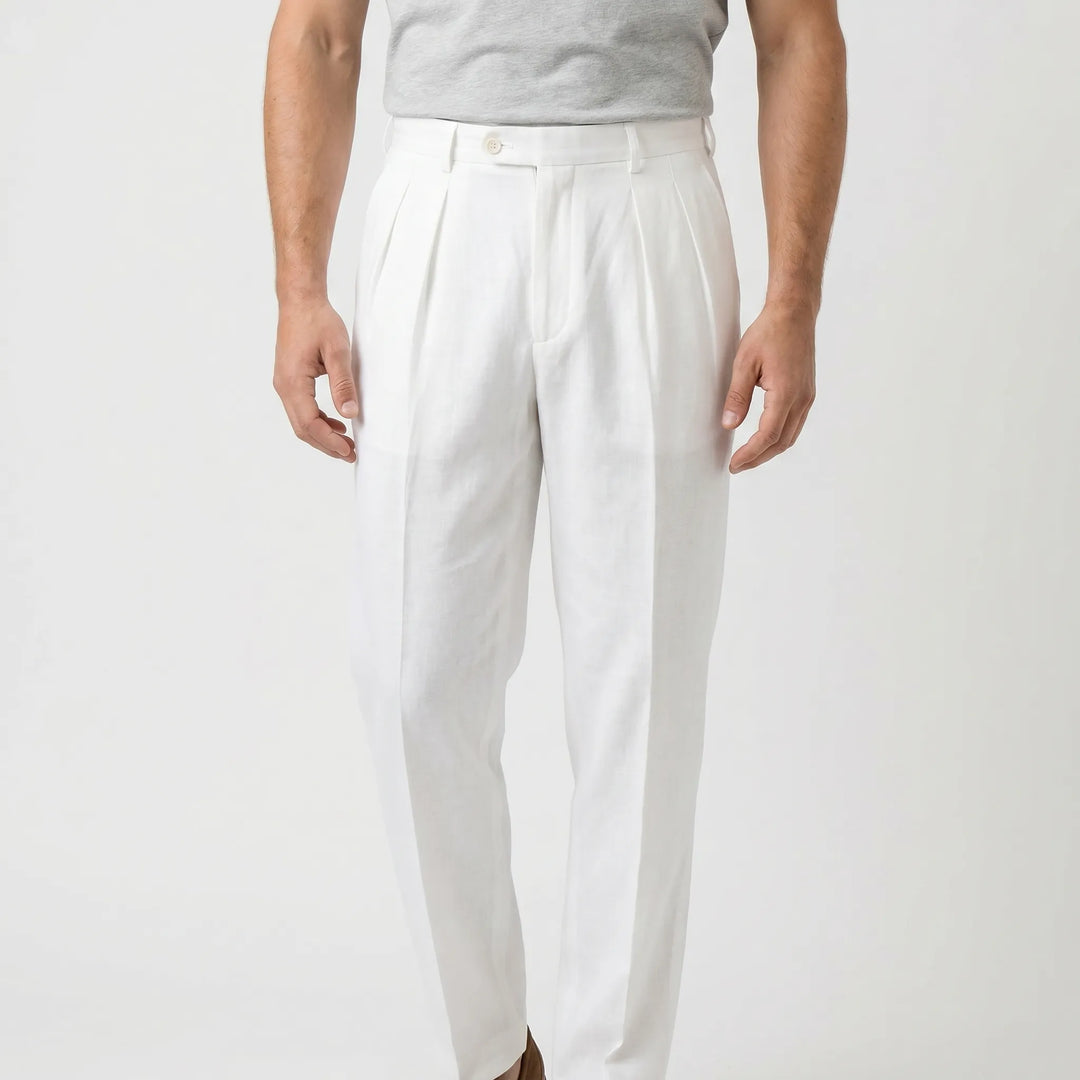 Versatile men's pleated ankle-length trousers, perfect for summer smart casual outfits.